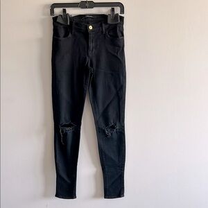 J Brand Super Skinny Distressed Jeans in Blackout